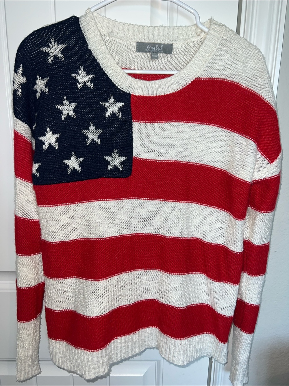 Merled USA Flag Knit Sweater - Red, White & Navy- super soft sz Small